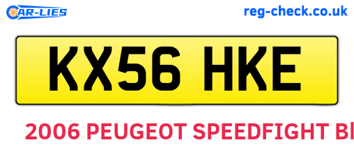 KX56HKE are the vehicle registration plates.