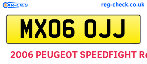 MX06OJJ are the vehicle registration plates.