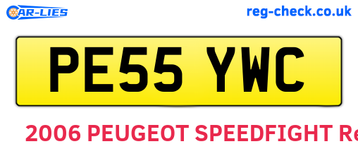 PE55YWC are the vehicle registration plates.