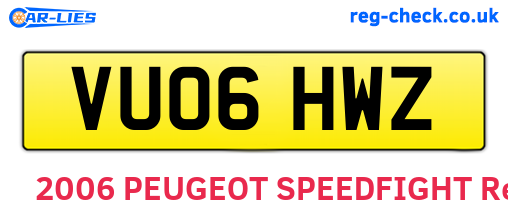 VU06HWZ are the vehicle registration plates.