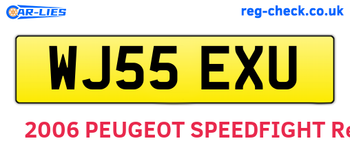 WJ55EXU are the vehicle registration plates.