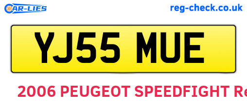 YJ55MUE are the vehicle registration plates.