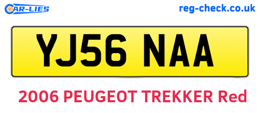 YJ56NAA are the vehicle registration plates.