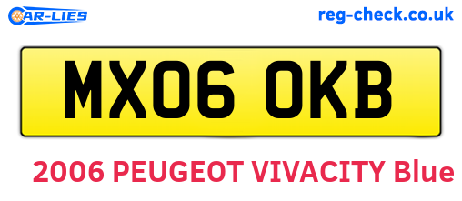 MX06OKB are the vehicle registration plates.