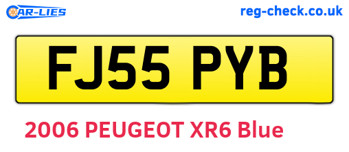 FJ55PYB are the vehicle registration plates.
