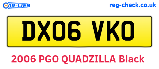 DX06VKO are the vehicle registration plates.