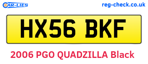 HX56BKF are the vehicle registration plates.