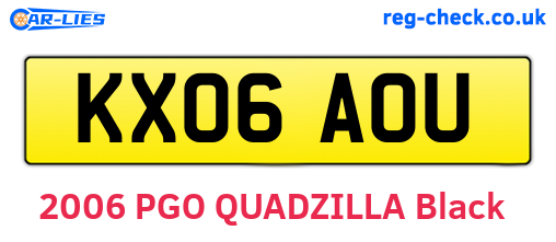 KX06AOU are the vehicle registration plates.