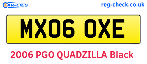 MX06OXE are the vehicle registration plates.
