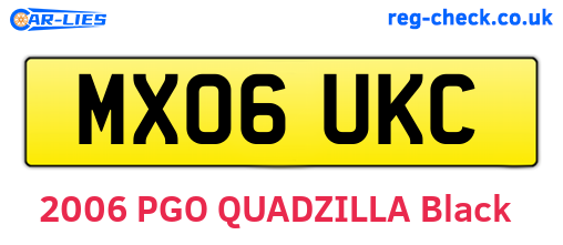 MX06UKC are the vehicle registration plates.