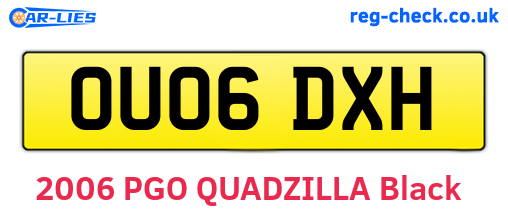 OU06DXH are the vehicle registration plates.