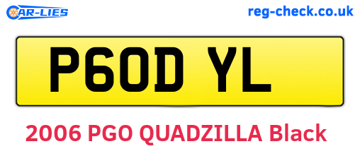 P60DYL are the vehicle registration plates.
