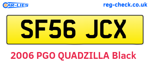 SF56JCX are the vehicle registration plates.