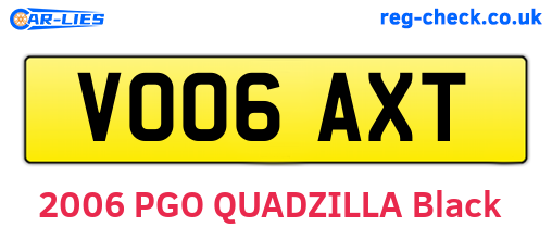 VO06AXT are the vehicle registration plates.