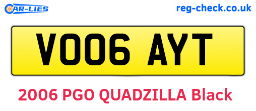 VO06AYT are the vehicle registration plates.