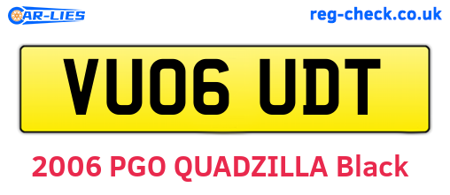 VU06UDT are the vehicle registration plates.
