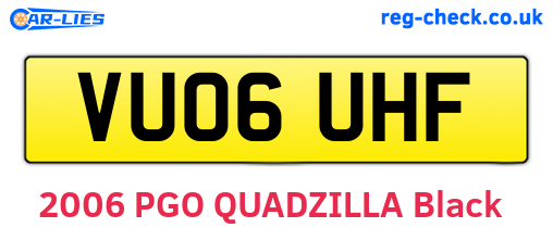 VU06UHF are the vehicle registration plates.