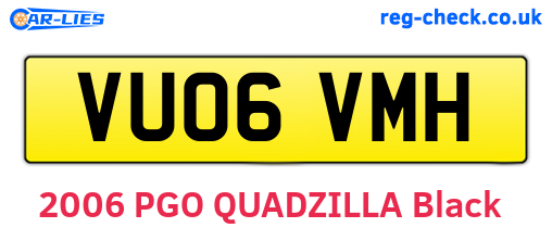 VU06VMH are the vehicle registration plates.