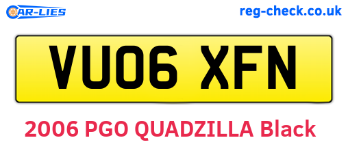 VU06XFN are the vehicle registration plates.