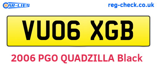 VU06XGB are the vehicle registration plates.