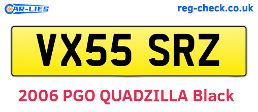 VX55SRZ are the vehicle registration plates.
