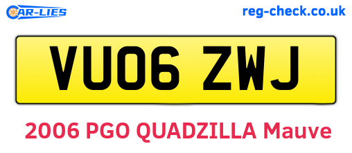 VU06ZWJ are the vehicle registration plates.