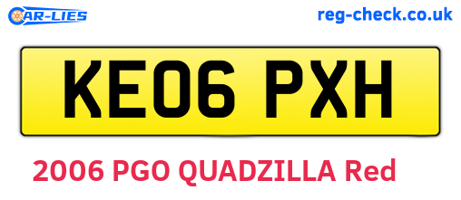 KE06PXH are the vehicle registration plates.