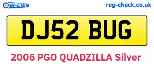 DJ52BUG are the vehicle registration plates.