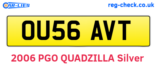 OU56AVT are the vehicle registration plates.