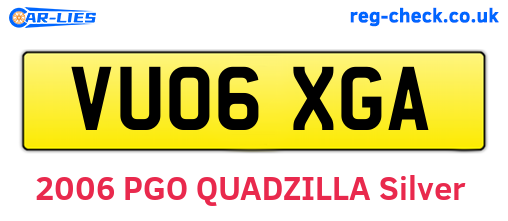 VU06XGA are the vehicle registration plates.