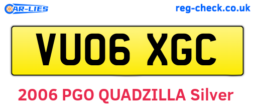 VU06XGC are the vehicle registration plates.