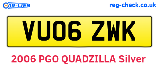 VU06ZWK are the vehicle registration plates.