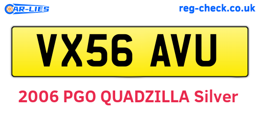 VX56AVU are the vehicle registration plates.