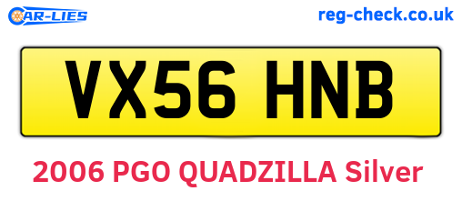 VX56HNB are the vehicle registration plates.