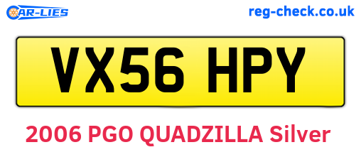 VX56HPY are the vehicle registration plates.