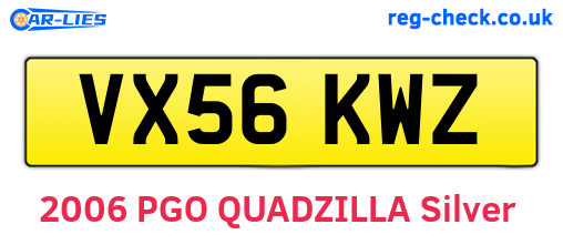 VX56KWZ are the vehicle registration plates.