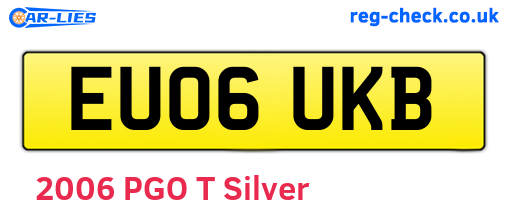 EU06UKB are the vehicle registration plates.