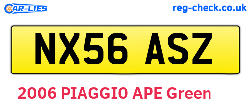 NX56ASZ are the vehicle registration plates.