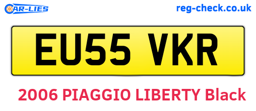 EU55VKR are the vehicle registration plates.