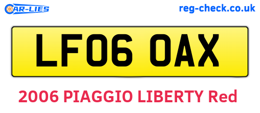 LF06OAX are the vehicle registration plates.