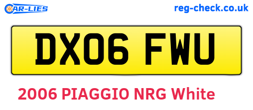 DX06FWU are the vehicle registration plates.