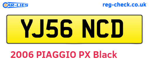 YJ56NCD are the vehicle registration plates.