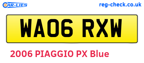 WA06RXW are the vehicle registration plates.