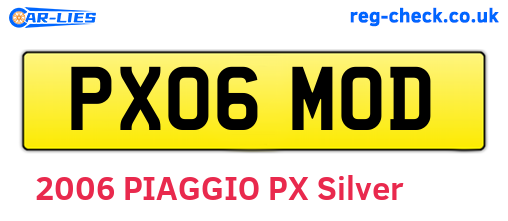 PX06MOD are the vehicle registration plates.