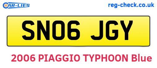 SN06JGY are the vehicle registration plates.