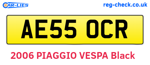 AE55OCR are the vehicle registration plates.