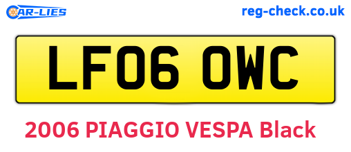LF06OWC are the vehicle registration plates.