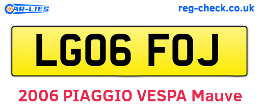 LG06FOJ are the vehicle registration plates.