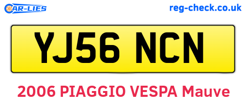 YJ56NCN are the vehicle registration plates.