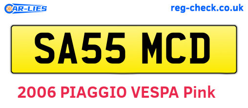 SA55MCD are the vehicle registration plates.